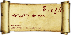 Pádár Áron névjegykártya